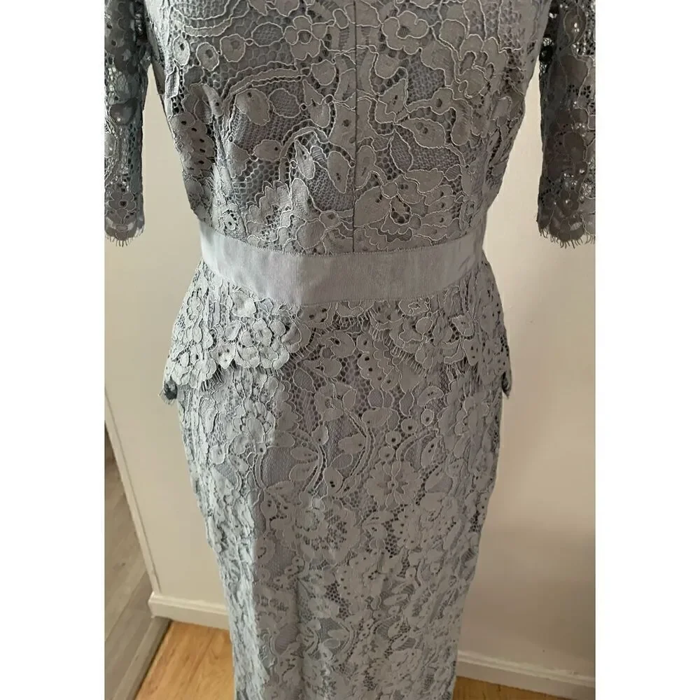 Adrianna Papell Lace Dress Gown Grey/Grayish Blue Mother of the Bride Size 2